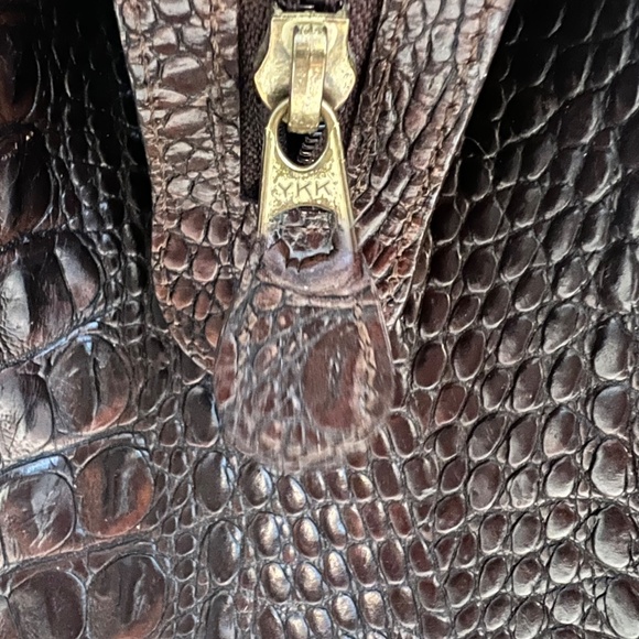 BRAHMIN Harbour Collection Doctor Bag Satchel Brown Burlap/Woven Leather - Picture 10 of 16